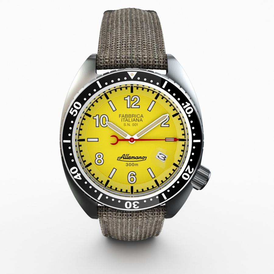Allemano Shark Diver Giallo orologio con profondimetro Made in Italy