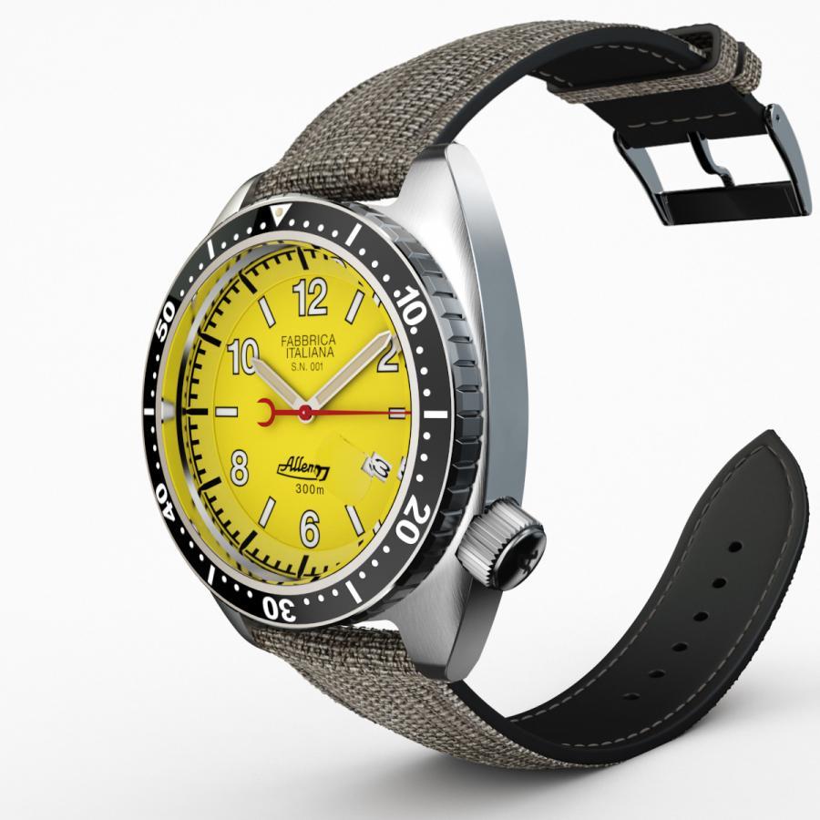 Allemano Shark Diver Giallo orologio con profondimetro Made in Italy